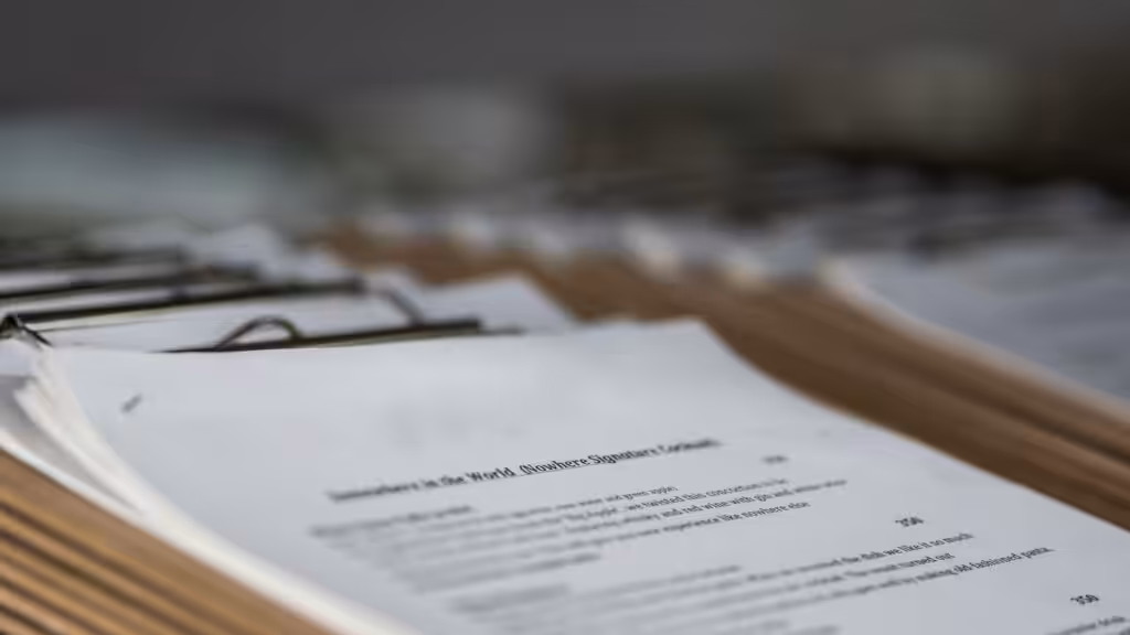 close up image of a document on a clipboard