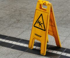 wet floor sign on concrete