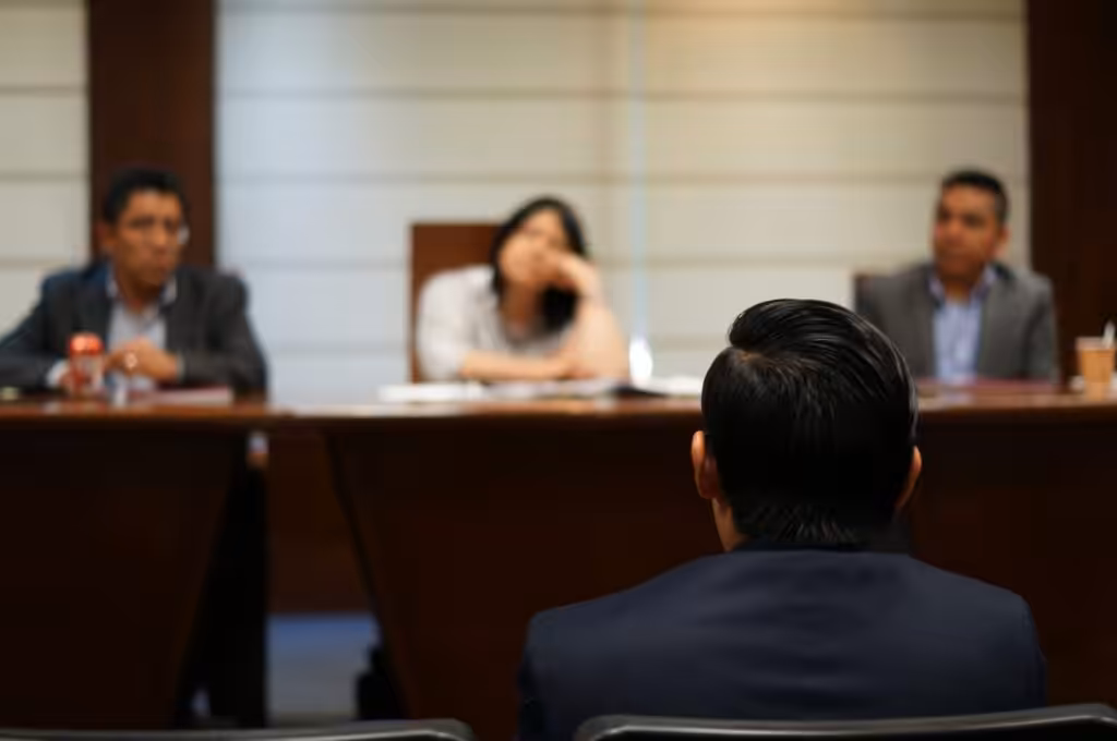 lawyer at the front of a court room