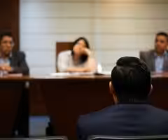lawyer at the front of a court room