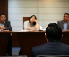 lawyer at the front of a court room