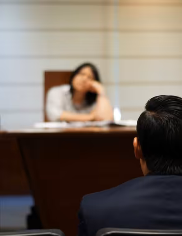 lawyer at the front of a court room