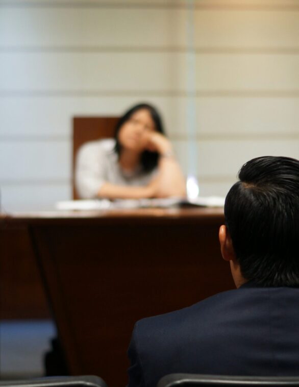 lawyer at the front of a court room