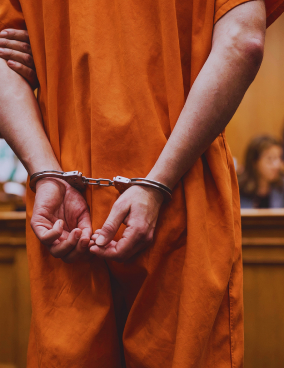A person in court charged with a criminal offence
